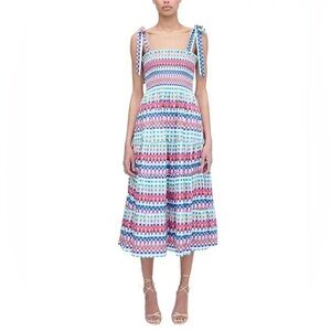 Hill House Multi Colored Checkered Smocked Dress